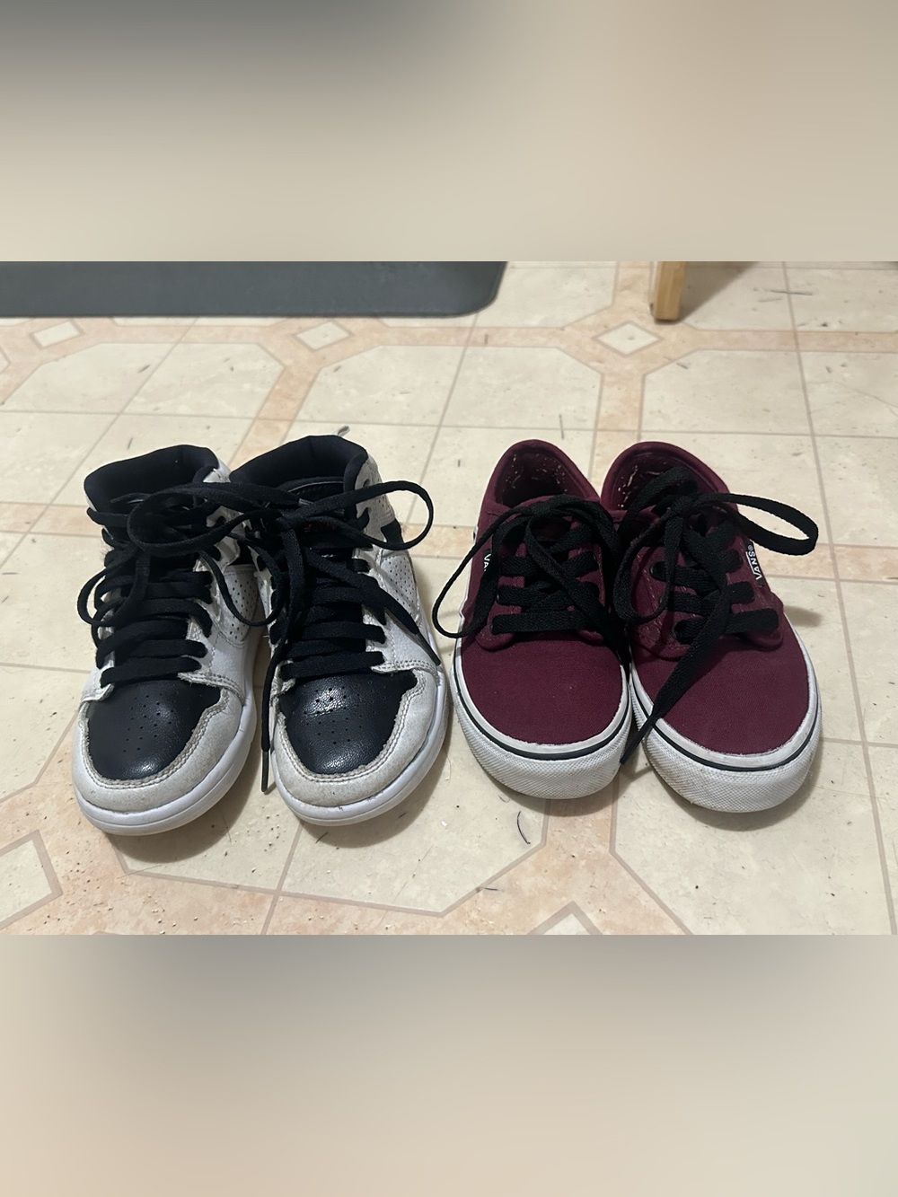 2 pairs of toddler sneakers, Jordans and Vans